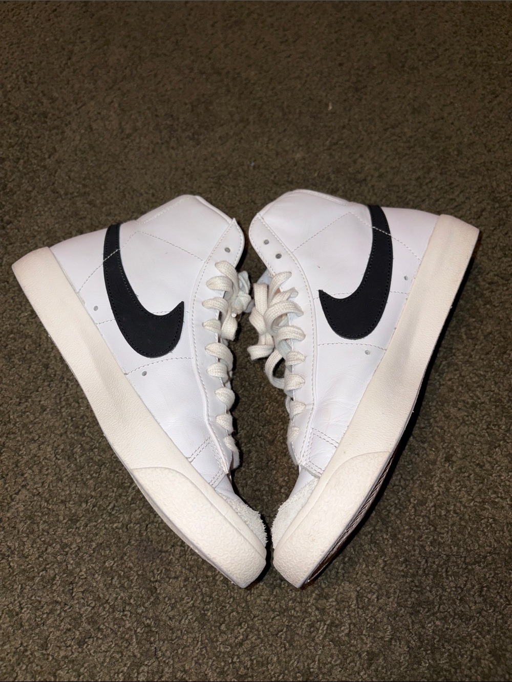 Nike Women's White High-Top Sneakers with Black Swoosh and Orange Logo Accents - Picture 3 of 6